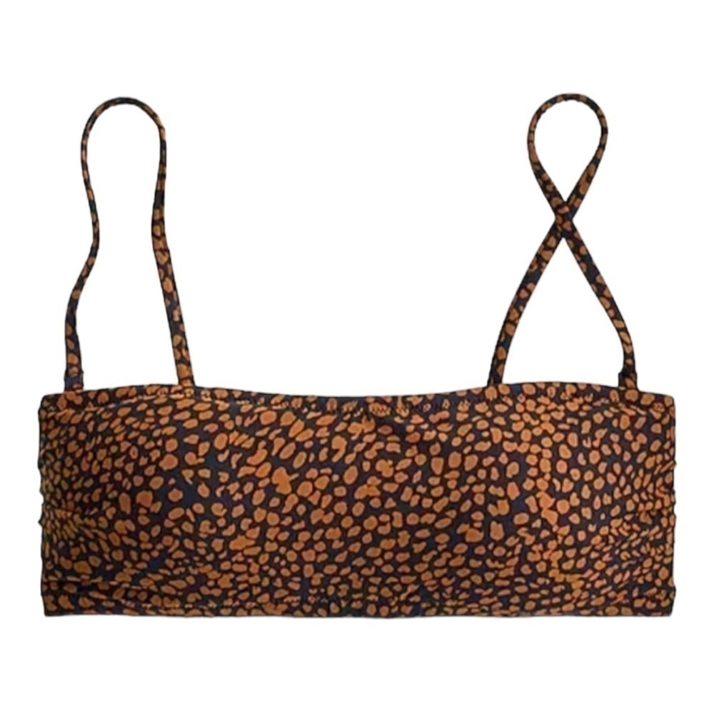 NWT! J. Crew Spot-On Print Bandeau Bikini Top in Navy Pecan. Size 2X